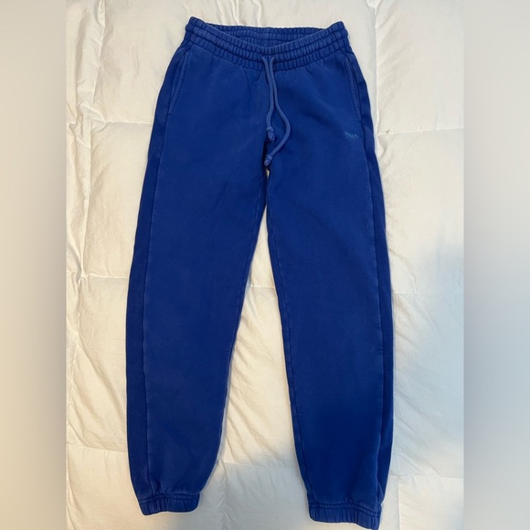 Aritzia TNA Sweatfleece Cobalt Blue Sweatpants Boyfriend Fit Size XXS - Picture 2 of 5